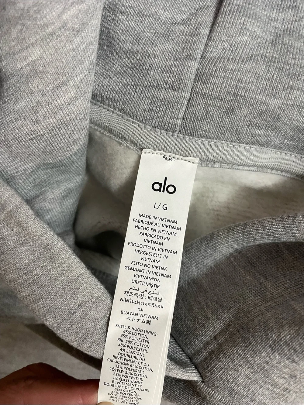 Alo NWT Bae Hoodie Athletic Heather Grey Cropped Pullover Sweatshirt Size L
